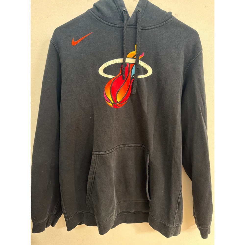 Nike Miami Heat NBA Hoodie Mens Large Black Pullover Graphic Sweatshirt